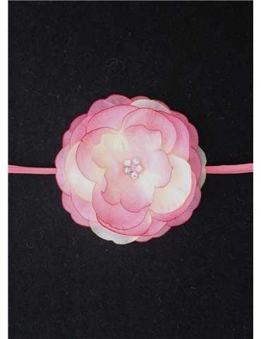 Diadem med vacker rosa ros till flickor dop