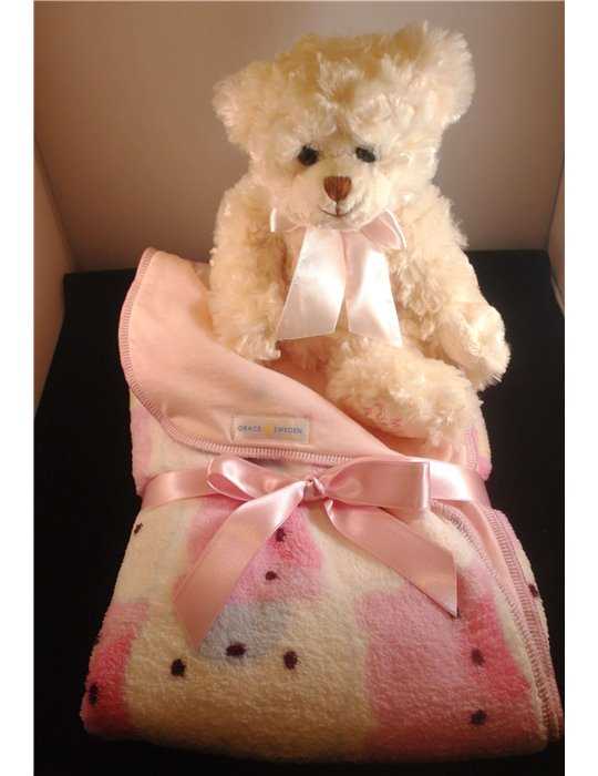 Babyfilt för flickor med nallebjörn