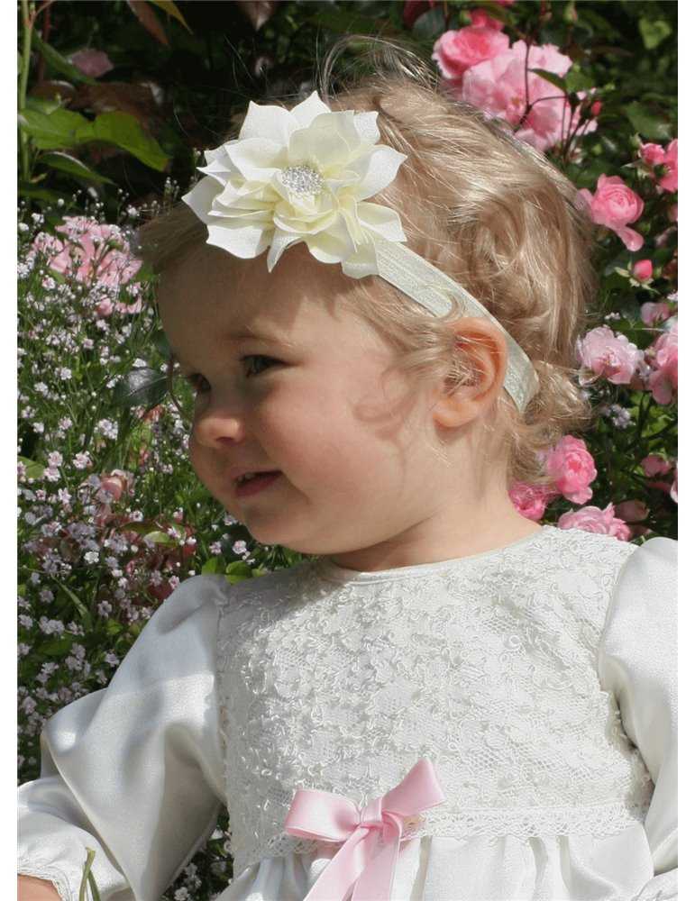 Diadem med stoff rose og rhinestone detaljer