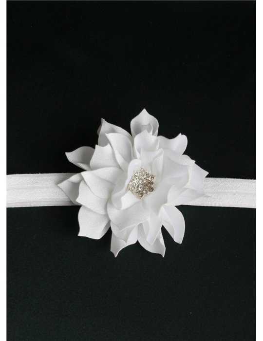 Diadem med rosett i vitt för dopdagen