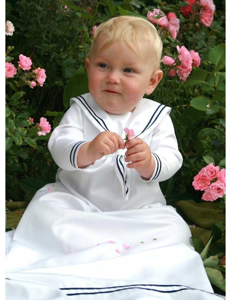 Sjömansklänning i bomull för pojkar – Vackra dopkläder