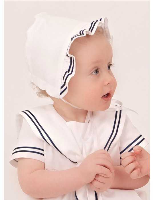 Dåbskjole i hvid - Sailor kjole til drenge