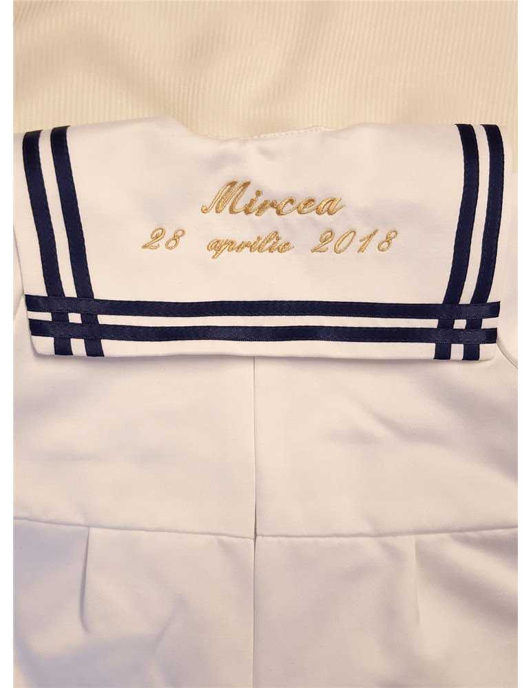 Sailor kostume i turkisblå med hvide bånd