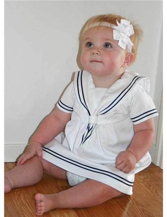 Sømandskjole i kort model til baby