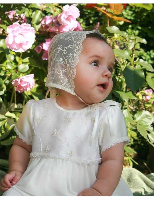 Old-fashioned Christening bonnet in lace