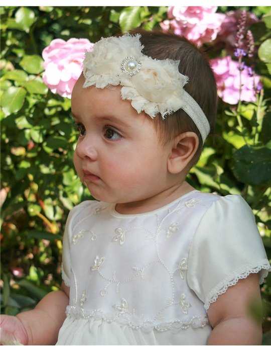 Off white luxury tiara with flowers and pearl