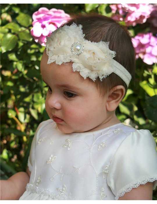 Off white luxury tiara with flowers and pearl