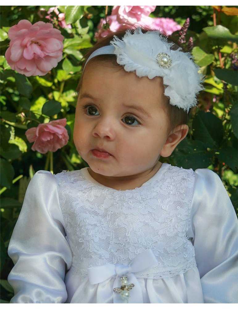 Vitt lyx diadem med blommor och pärla