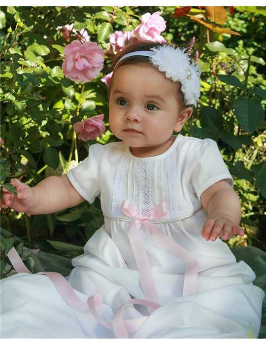 White luxury diadem with flowers and pearl