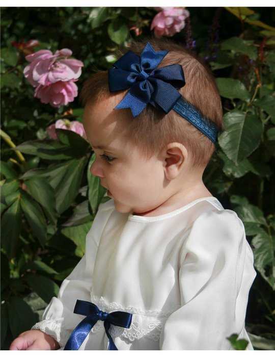 Marineblå sløjfe tiara til fester og barnedåb