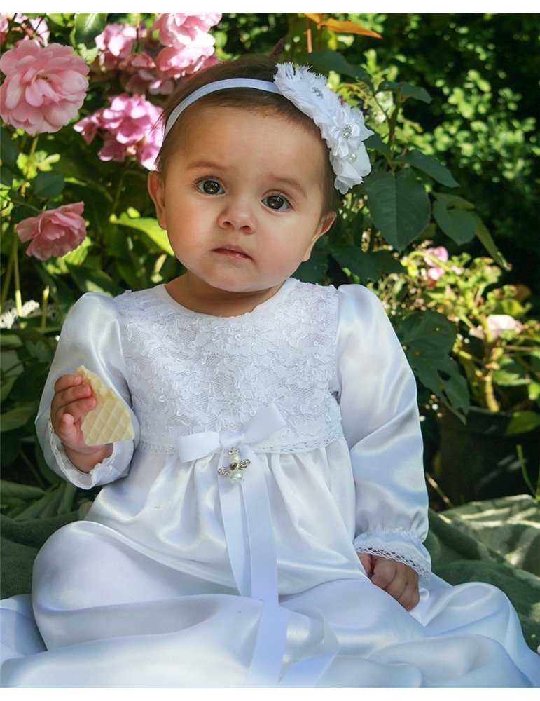 White tiara with flowers and rhinestones