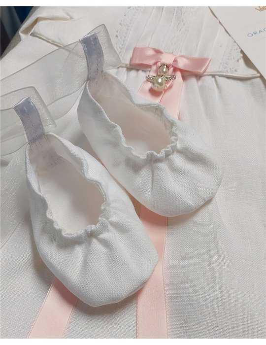 Handmade baby booties with name embroidery