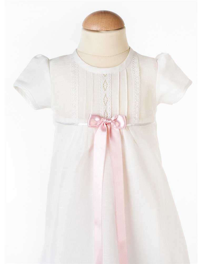 Dopklänning i off white linne tyg