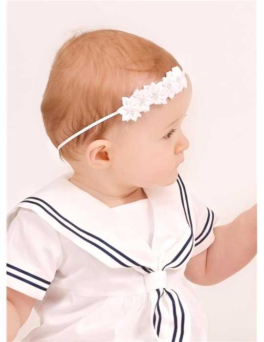 vitt diadem till babys sjömansklänning