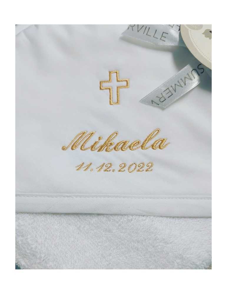 White Linen Baptism Cloth with White Cross Towel Size Model