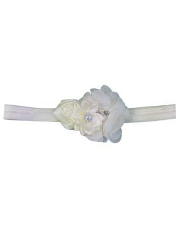 Off White diadem med blommor och en ros