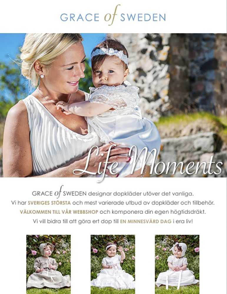 Presentkort för dopkläder från Grace of Sweden, fin gåva till nyfödda och baby