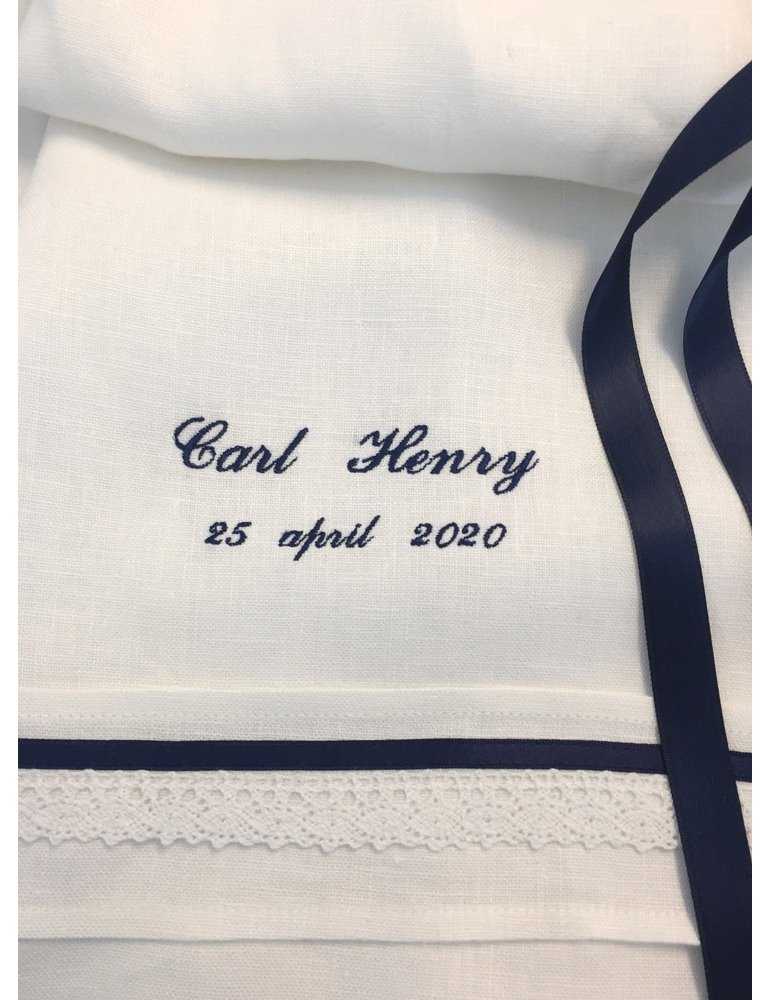 vit Dopklänning med Marin rosett